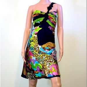 NW Collections Womens size 10 multicolor one shoulder satin formal dress NWT